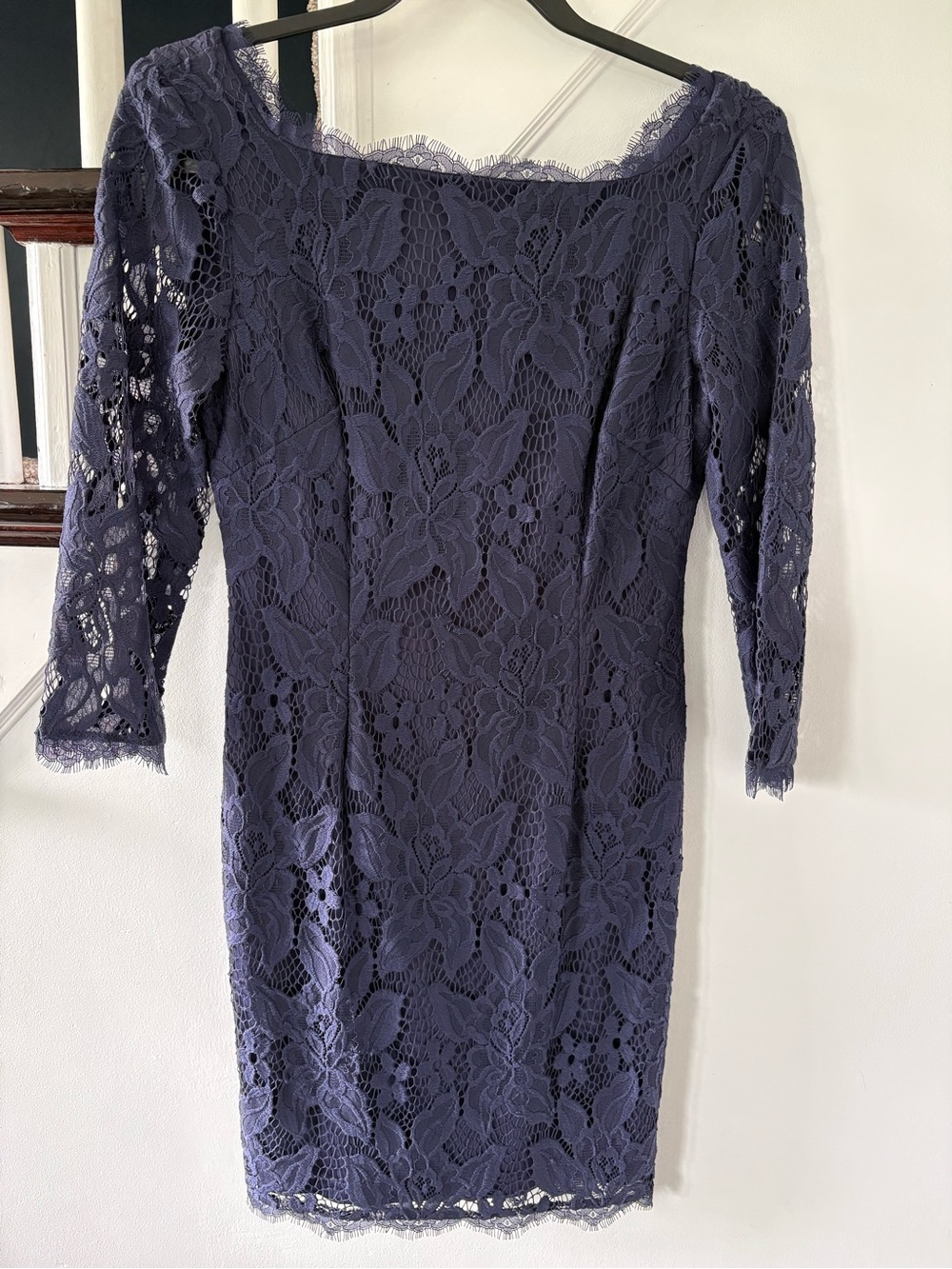 Adrianna Papell Navy Floral Lace Sheath Dress